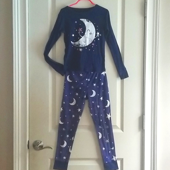 Cat & Jack Girls Pajamas Moon and Stars Navy Size 8 - Picture 2 of 11